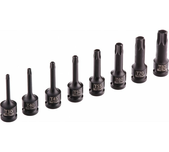Набор ударных торцевых головок TORX 30-80, 1/2", 8 шт., в кейсе STELS 13999