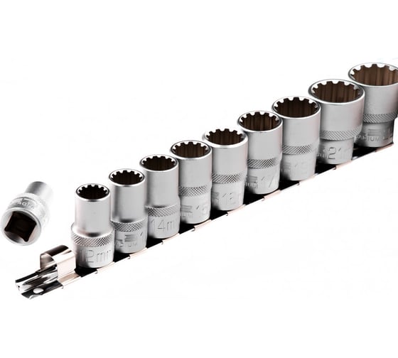 Набор универсальных торцевых головок 1/2", Spline, CrV, 10-22 мм, 10 шт. STELS 13641