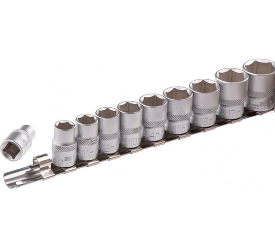 Набор торцевых головок 3/8", 6-ти гр CrV, 8-19 мм, 10 шт. STELS 13601