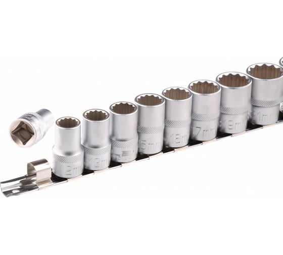 Набор торцевых головок, 1/2", 12-ти гр CrV, 10-22 мм, 10 шт. STELS 13638
