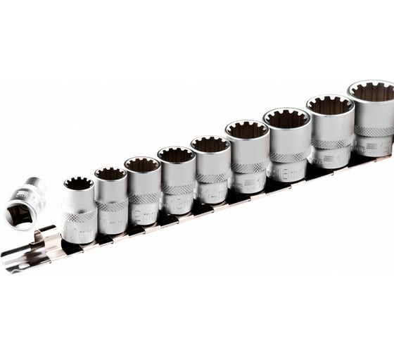 Набор универсальных торцевых головок 3/8", Spline, CrV, 8-19 мм, 10 шт. STELS 13639