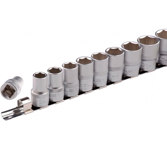Набор торцевых головок 1/2", 6-ти гр CrV, 10-22 мм, 10 шт. STELS 13600