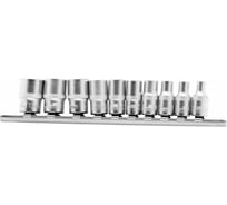Набор торцевых головок, 1/4", 12-ти гр CrV, 4-13 мм, 10 шт. STELS 13606