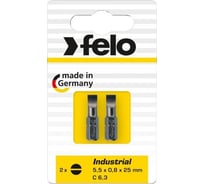 Бита шлицевая плоская 5,5х0,8х25 мм, 2 шт. в блистере Felo 02051036
