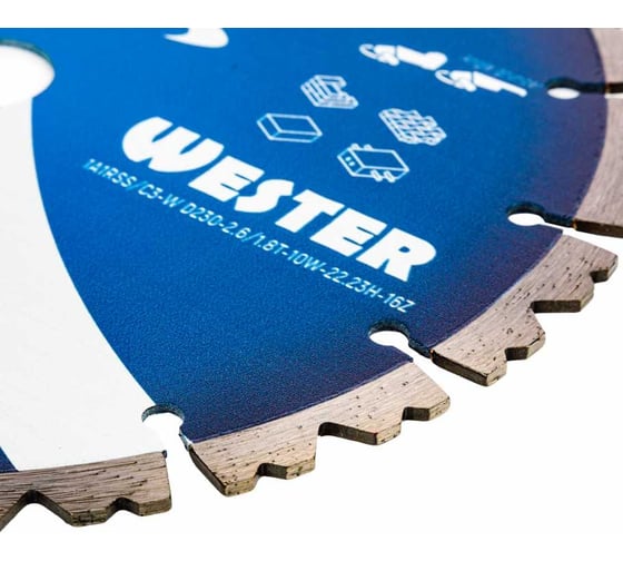 Диск алмазный WesteR 1A1RSS/C3-W D230-2.6/1.8T-10W-22.23H-16Z Concrete Elsilber EL-GR0701Wc
