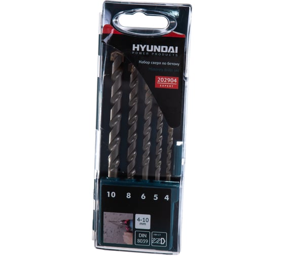 Набор сверл по бетону 5 шт. 4,5,6,8,10 мм HYUNDAI 202904