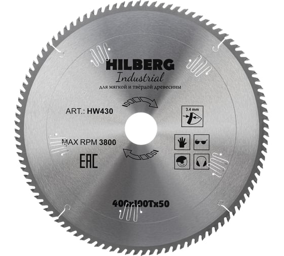 Диск пильный Hilberg Industrial Дерево 40050100Т HW430 1