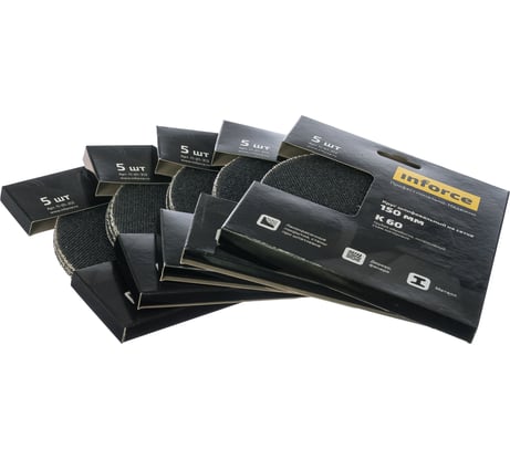 Круг шлифовальный на сетке (5 шт; 150 мм; K 60; картонный бокс) Inforce 11-01-312