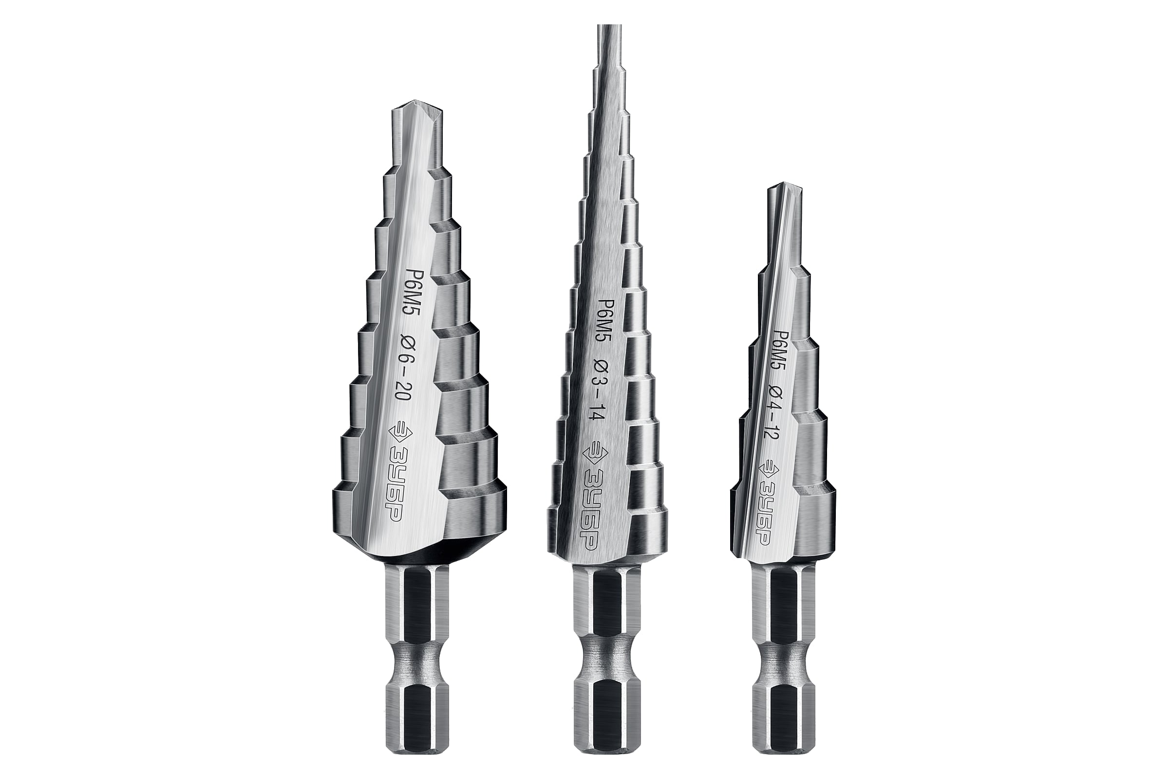 Набор ступенчатых сверл по сталям и цветным металлам (3 шт; 3-20