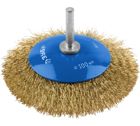 Щетка коническая (100 мм; 0.3 мм витая латунированная стальная проволока) для дрели ЗУБР 35233-100_z02