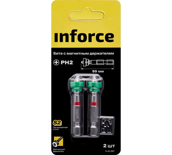 Бита с магнитным ограничителем (держателем) (2 шт; PH2; 50 мм) Inforce 11-01-297