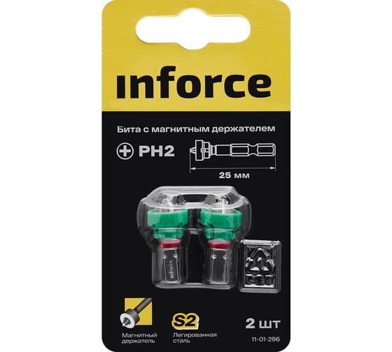 Бита с магнитным ограничителем (держателем) (2 шт; PH2; 25 мм) Inforce 11-01-296