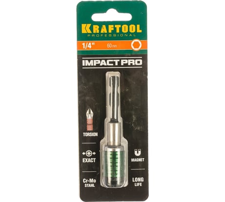 Адаптер Impact Pro для бит (магнитный) 60 мм KRAFTOOL 26803-60