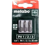 Набор бит Phillips (3 шт; PH 1/2/3; torsion) METABO 628537000