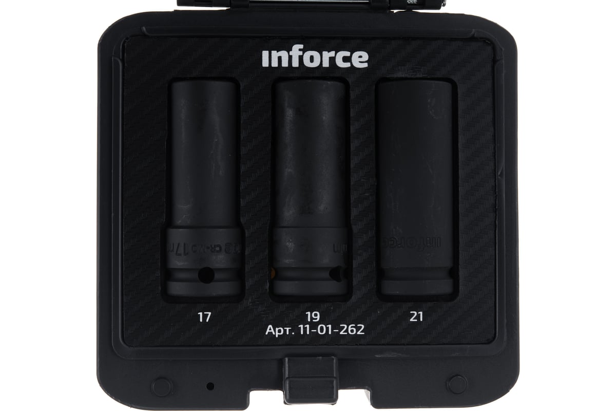 Набор торцевых ударных удлиненных головок Inforce (1/2"; 17, 19, 21 мм ...