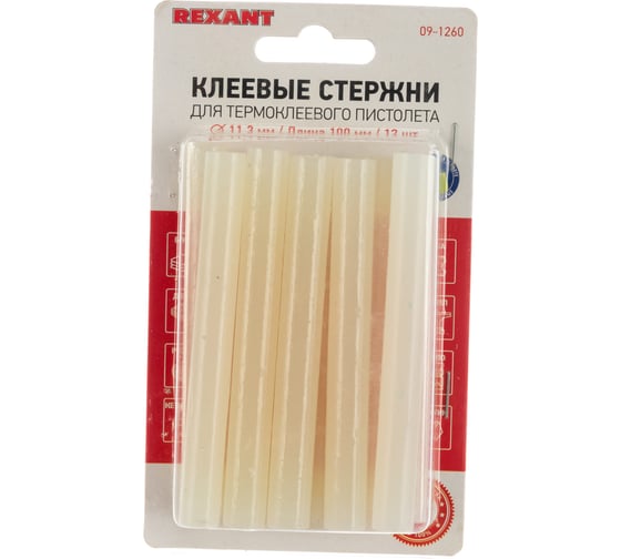 Клеевые стержни (d=11,3 мм, L=100 мм, прозрачные, светящиеся, 12 шт.) Rexant 09-1260