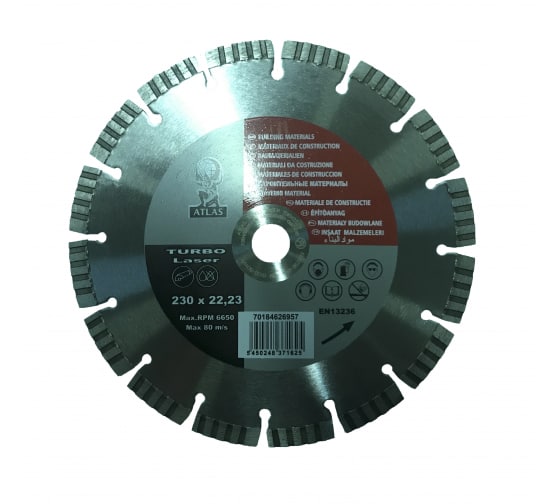Диск алмазный для резки строительных материалов ATLAS TURBO LASER (230x22.23 мм) Norton 70184626957 1