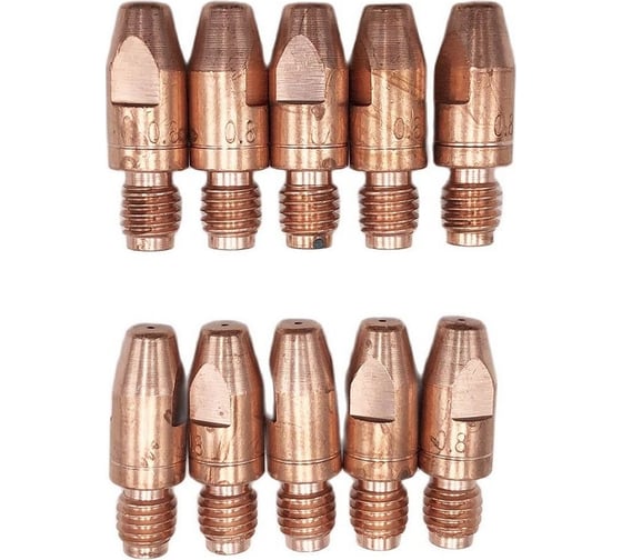 Наконечник токопроводящий 10 шт, CU-E, М8x30 мм, d=0.8 мм для горелок mig/mag энаргит CU-E-M8-30-08-10