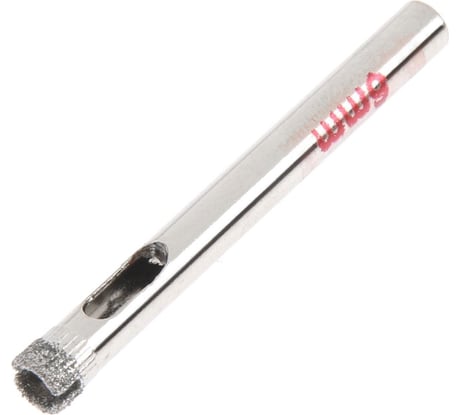 Сверло алмазное по стеклу и керамике цилиндрический хвостовик, 6x55 мм ЛОМ 1935826