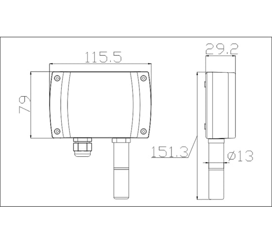 Накладной датчик температуры и влажности RS485/Modbus RH/temp. output 0-100C Teren H3N288000