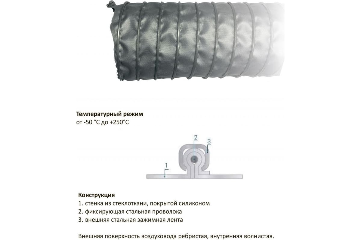 Воздуховод жаростойкий CL SILICON 300 мм, 5 м TEX CLSIL300/5 - выгодная ...