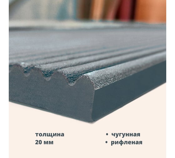 Пластина чугунная для защиты задней стенки камина 1000x500x20 мм РОССТИН НФ-00005510