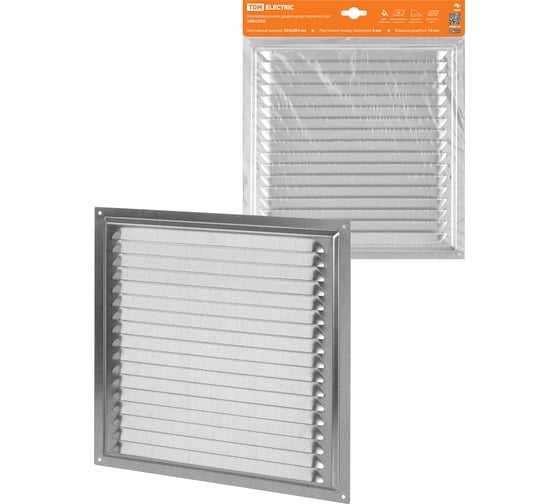 Решетка металлическая 300x300, с оцинкованным покрытием TDM SQ1807-0716