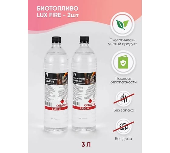 Набор биотопливо 2 бутылки по 1.5 л Lux Fire БТ-1500-К2