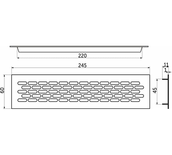 Решетка вентиляционная короткая AK 60x245 мм, белая AKS 64703