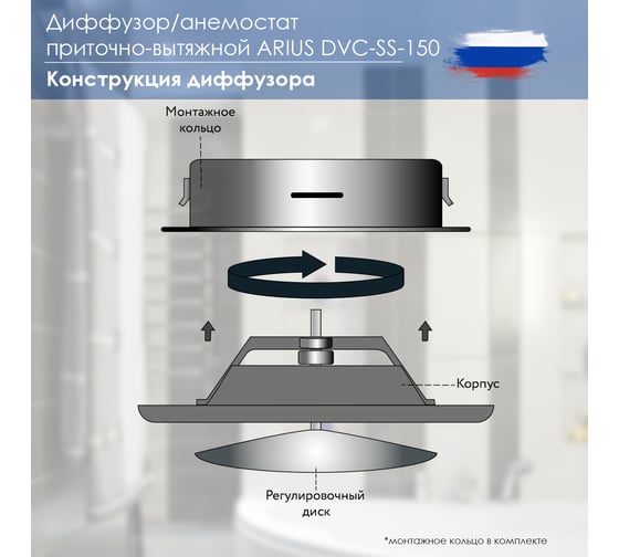 Диффузор приточно-вытяжной нержавеющая сталь DVC-SS-150 ARIUS 135482