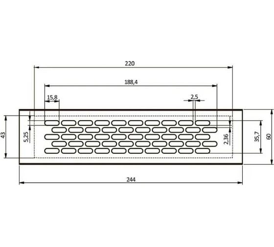 Решетка вентиляционная 245x60 мм, светлый антрацит GTV KK-W60245-24