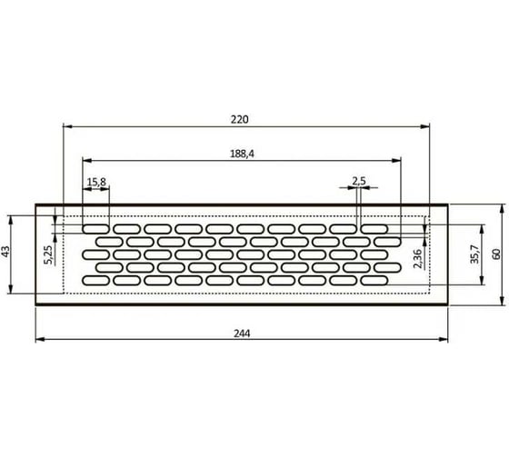 Решетка вентиляционная 245x60 мм, золото GTV KK-W60245-21