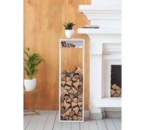 Дровница SOHO MAX с полкой, белый каркас, столешница дерево, 300x400x1360 мм GreenWeen GW-DR-SOHOMAX-W