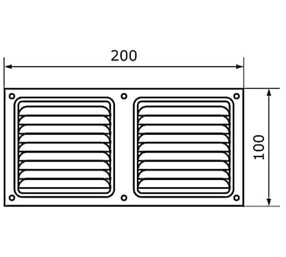 Решетка вентиляционная 100x200 мм, белая Дверной Страж ДС46318