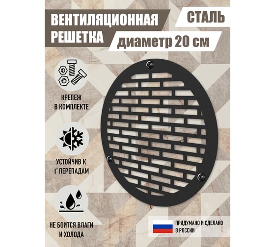 Накладка Лофт черный, 20 см для вентиляции ООО СКП ВРКр-002Ч