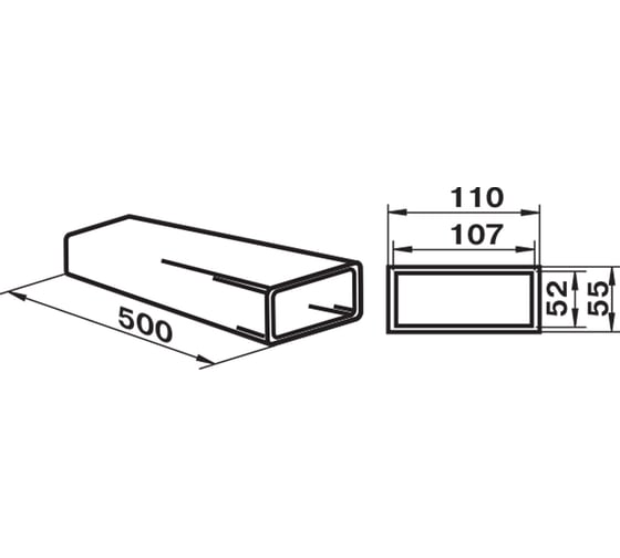 Канал прямоугольный 5005, 110x55 мм х 0.5 м Zernberg 10191331