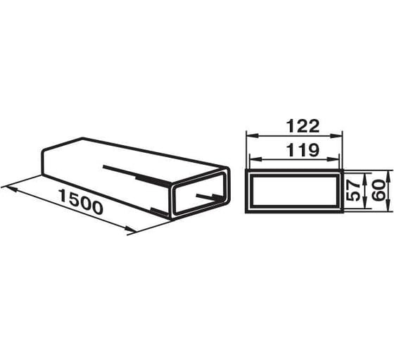 Канал прямоугольный 7015, 120x60 мм х 1.5 м Zernberg 10191641