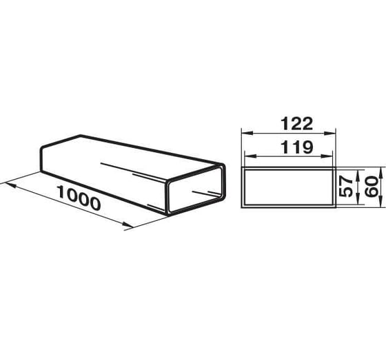 Канал прямоугольный 7010, 120x60 мм х 1 м Zernberg 10191631