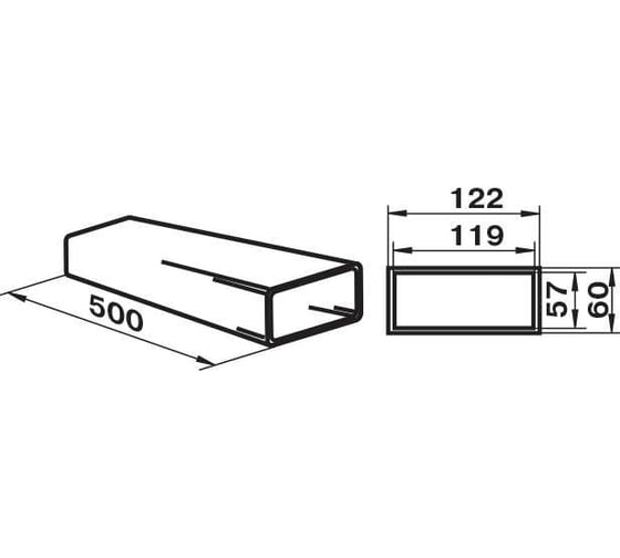 Канал прямоугольный 7005, 120x60 мм х 0.5 м Zernberg 10191621
