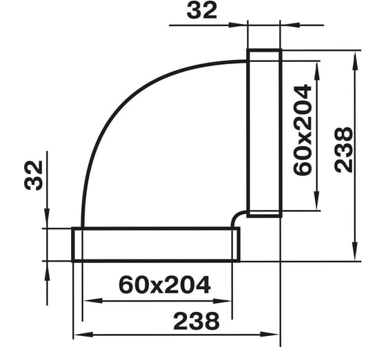 Колено горизонтальное 8281, 60x204 мм Zernberg 10192041