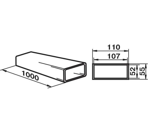 Канал прямоугольный 5010, 110x55 мм х 1 м Zernberg 10191341