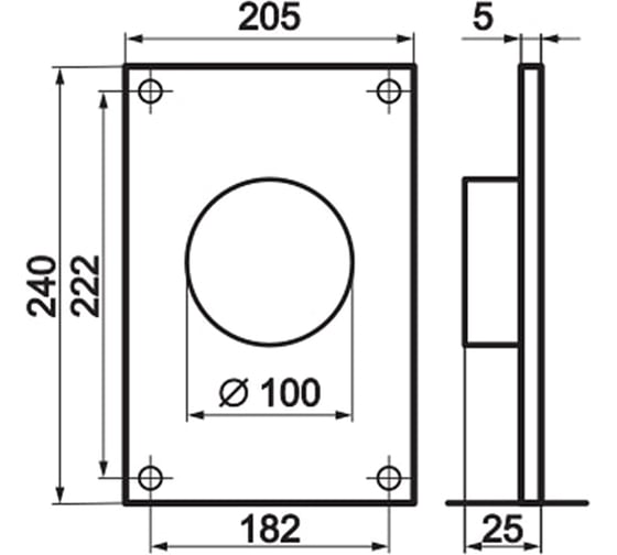 Настенная пластина с фланцем 150, d=100 мм Zernberg 10232071