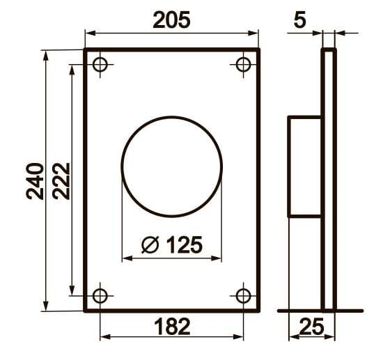 Настенная пластина с фланцем 250, d=125 мм Zernberg 10232111