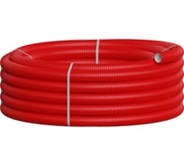 Вентиляционная труба гибкая двустенная для воздуховода (ПНД), антистатическая и антибактериальная D75 мм, цвет красный, 50 м Экопласт 803075RD