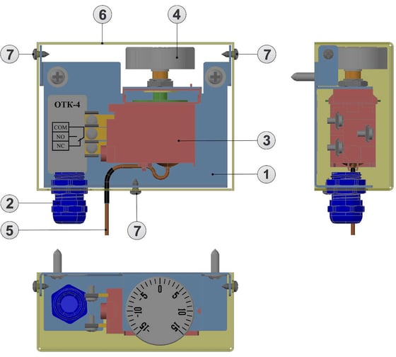 Реле температуры RGP 4 метра (IP30) Завод RGP TS-K4-IP30