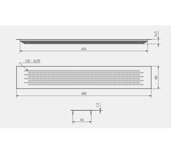 Решетка вентиляционная GTV 480x80 мм, цвет алюминий KK-W80480-05