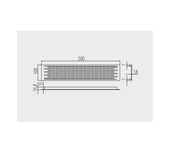 Решетка вентиляционная GTV 500x100 мм, цвет инокс KK-D50100-06