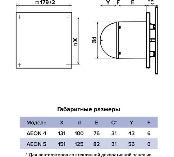 Панель декоративная DICITI AEON D100/125 мм, 179х179 мм, стекло Lacobel brown light PAGL4/5 Brown Light
