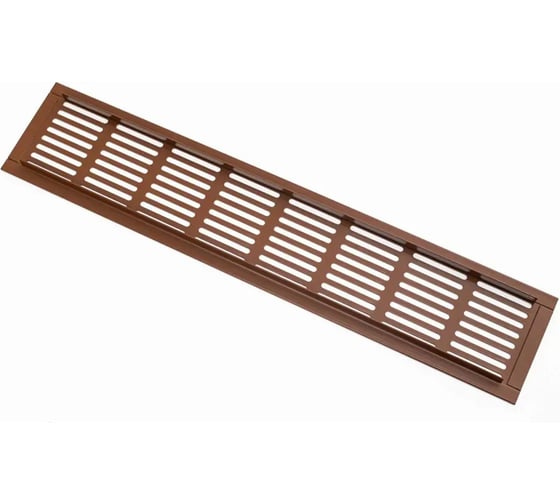 Решетка вентиляционная Вентмаркет 400x80мм, металлическая врезная, Орех VRZ80080nut 1