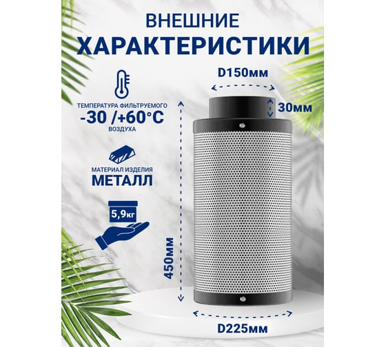 Угольный фильтр VENTSFERA Hydra carbon 150/450, D150mm/H450mm Hydra150/450
